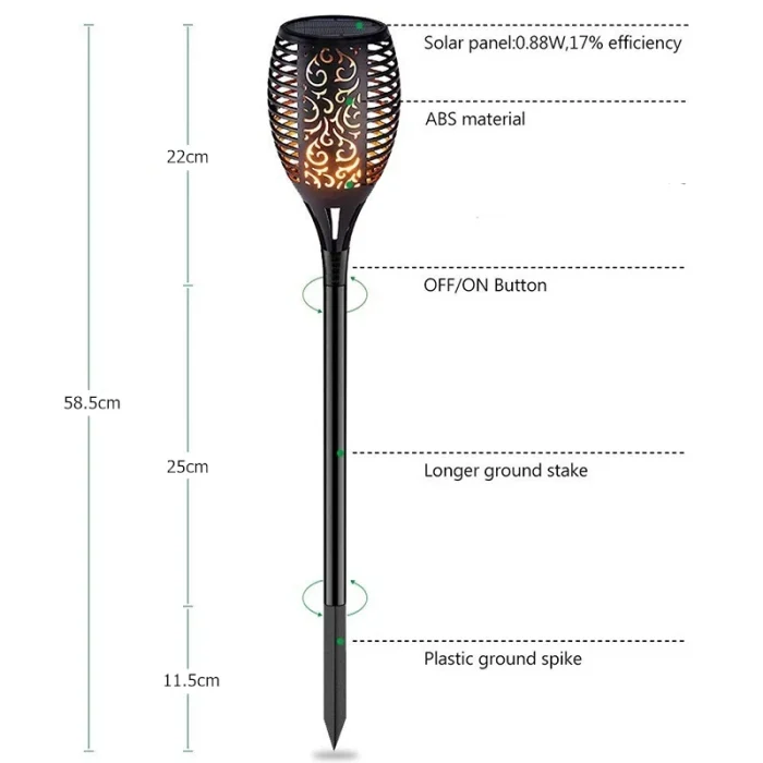چراغ خورشیدی باغچه طرح شعله - Image 4